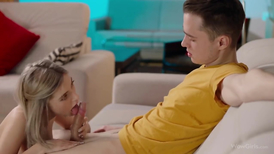 Angelic blonde with big naturals gets fucked on all fours