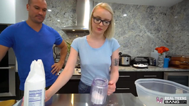 Cute chick in glasses is getting banged from behind