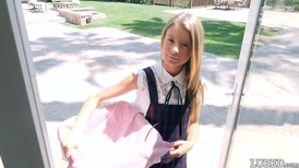 Adorable blonde schoolgirl looking incredibly tasty