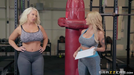 Sixty nining in the gym for a teen and a MILF