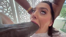 MASSIVE ARSE MILKY NYMPH gets opened up by the thickest GINORMOUS DARK-HUED BONER
